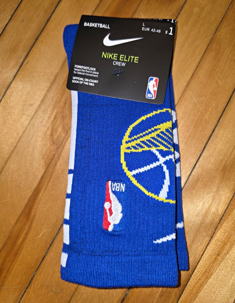 Nike Elite Crew Golden State Warriors NBA Basketball Socks Size L Blue